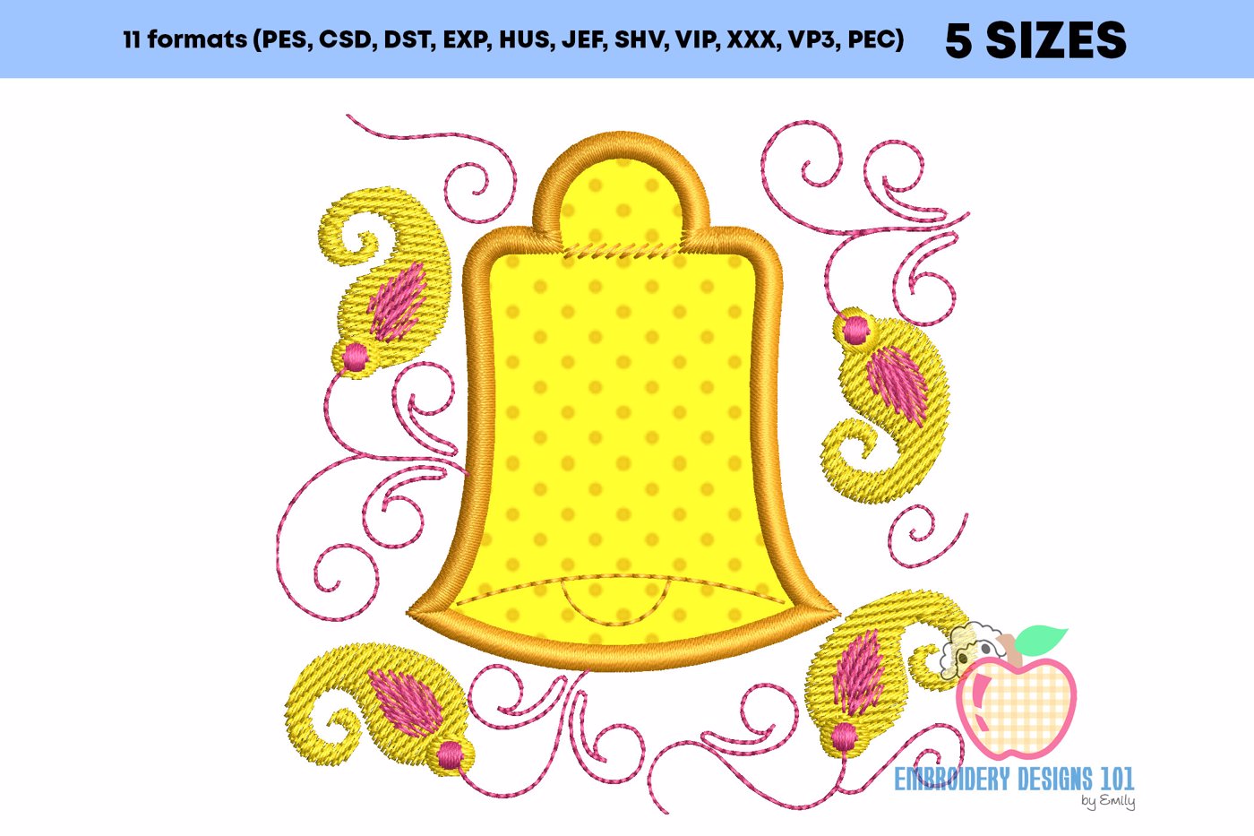Bell with Floral Design Applique