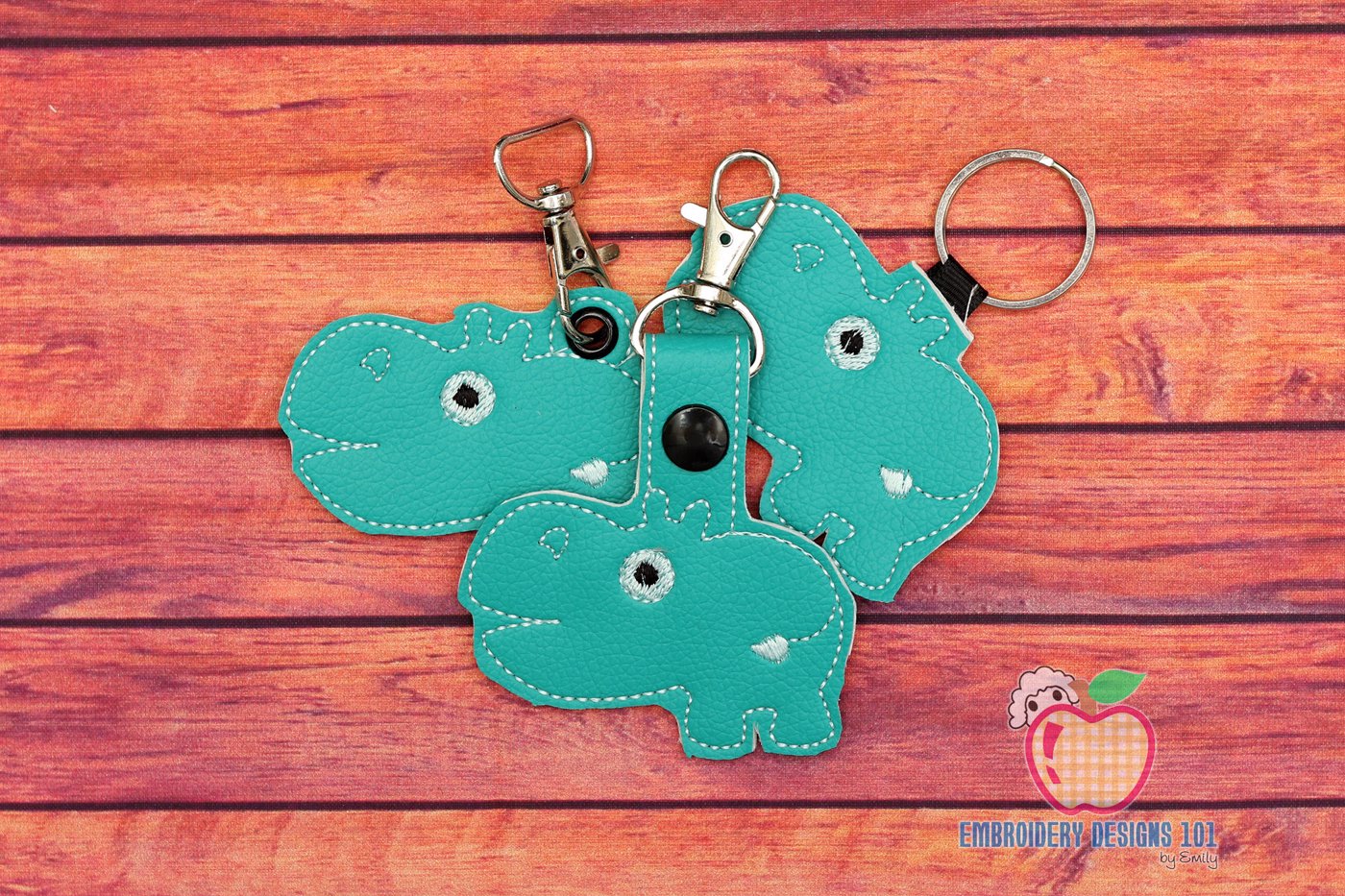 Cartoon Hippopotamus In The Hoop Keyfob