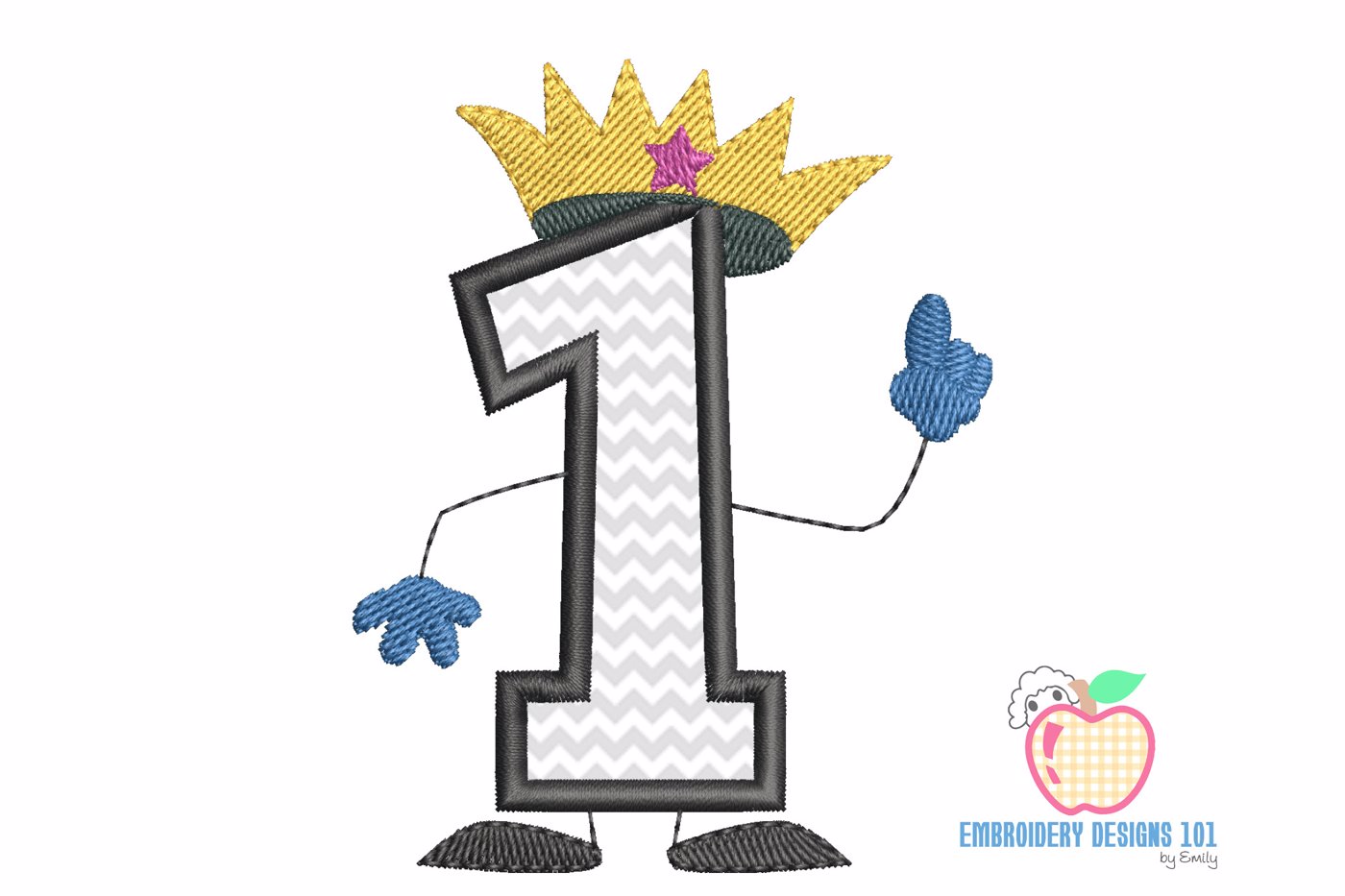 For Birthday Number One With Crown Applique