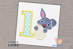 Easter Bunny And Egg with Number one Applique