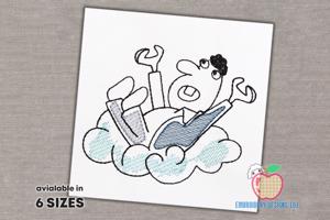 Cartoon Man On The Cloud Quick Stitch