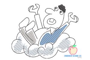 Cartoon Man On The Cloud Quick Stitch