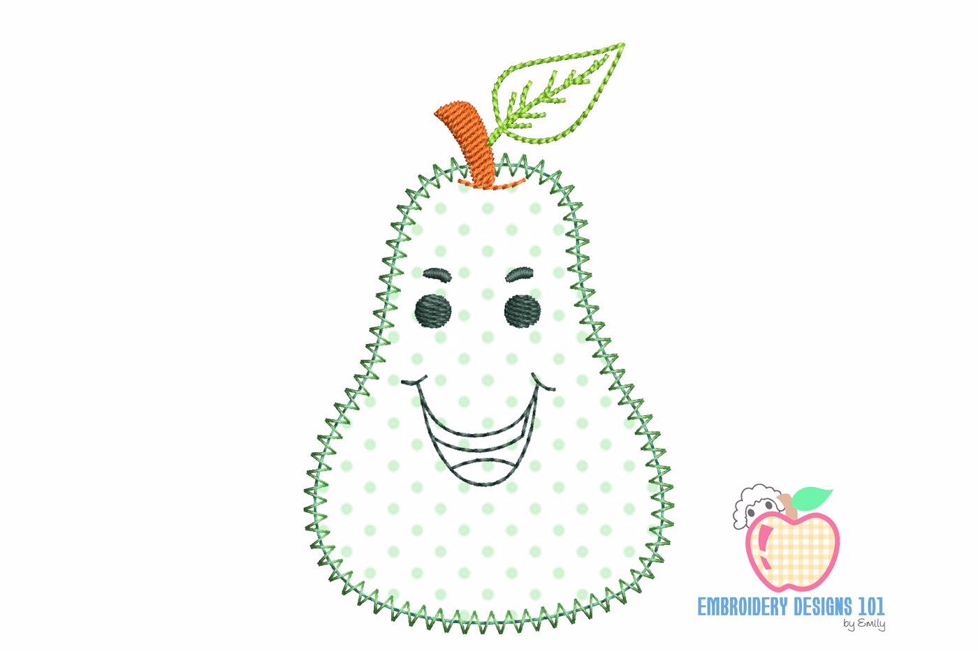 Cartoon Of Pear With The Leaf Applique