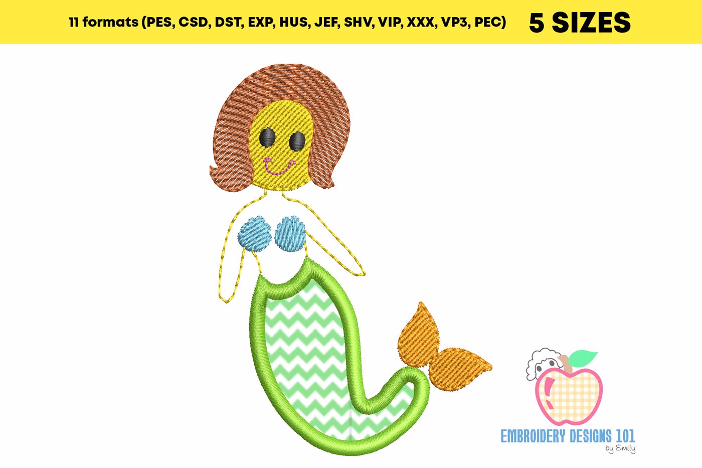 Cute Baby Mermaid Embroidery Applique