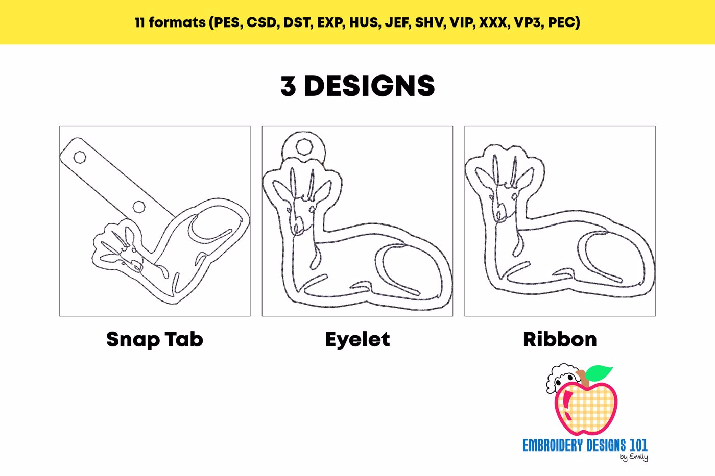 Sitting Oribi ITH Snaptab Keyfob Design