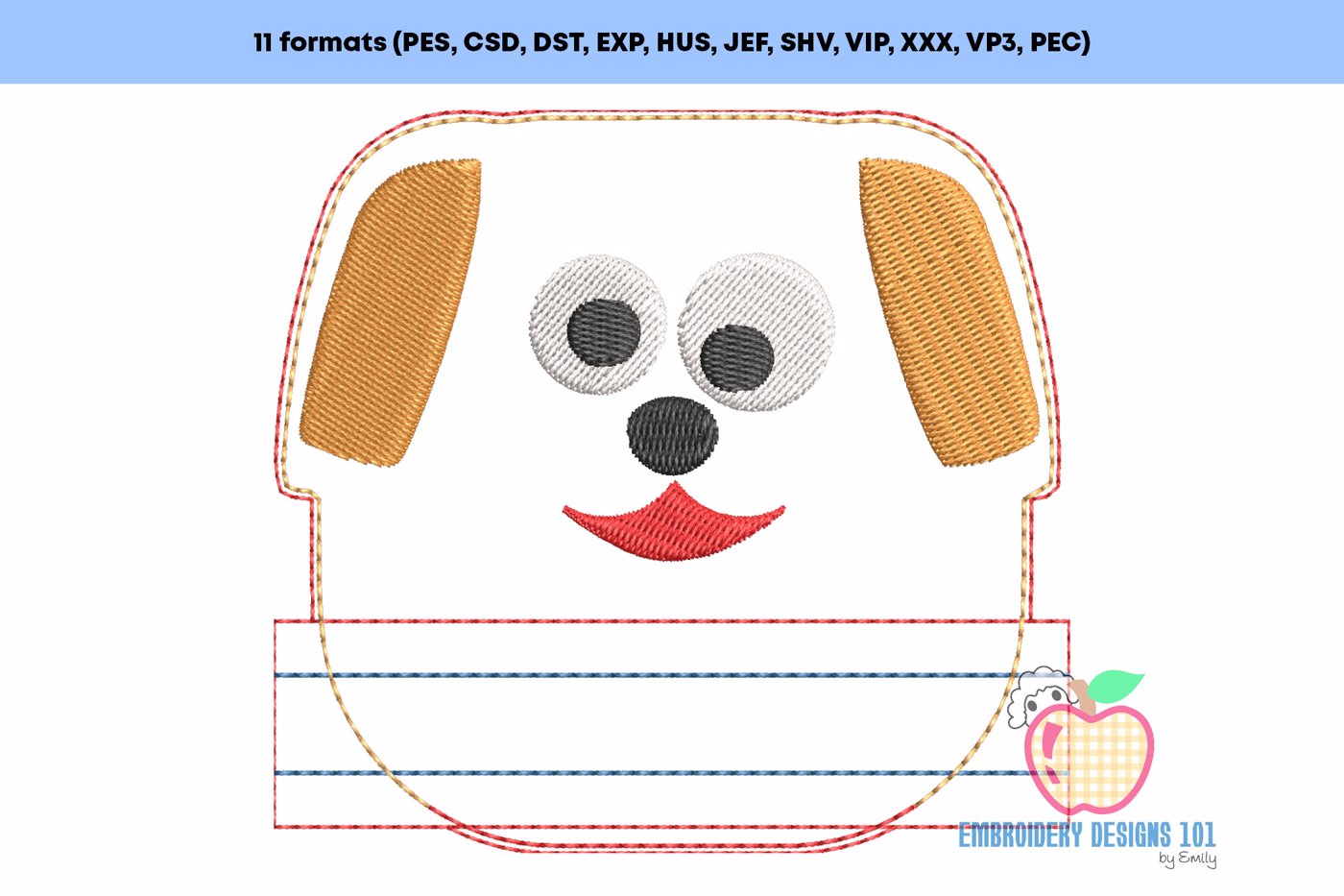 Cute Puppy Face Zipper Bag 4x4 ITH