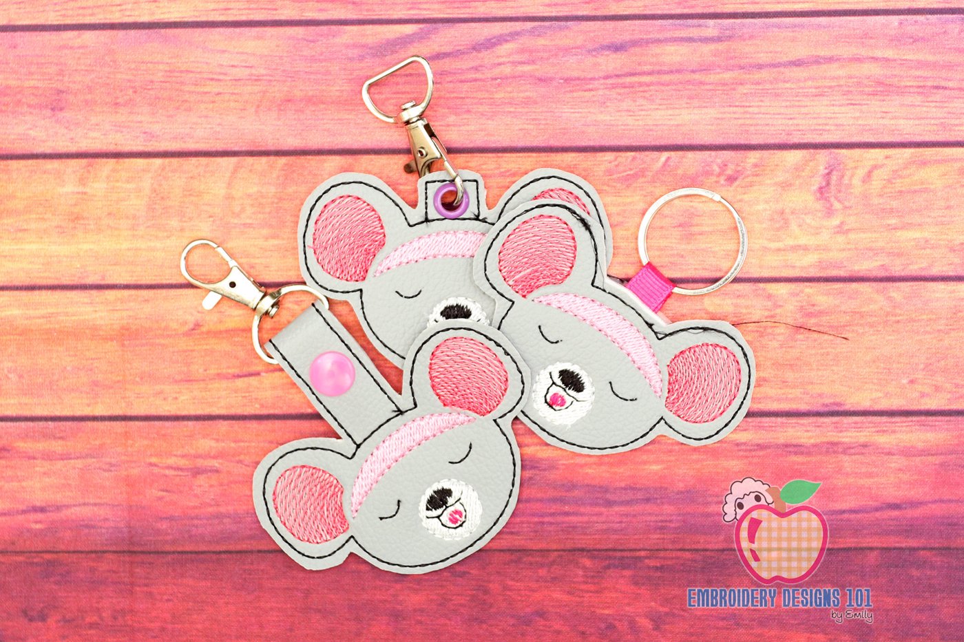 Happy mouse Face ITH Key Fob Pattern