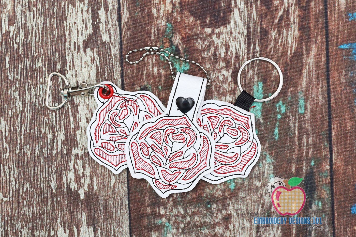 Red Rose ITH Key Fob Pattern