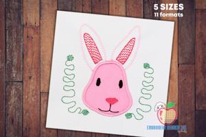 Pink Face Of The Bunny Applique Design