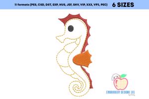 Cute Cartoon Seahorse Sketch Embroidery