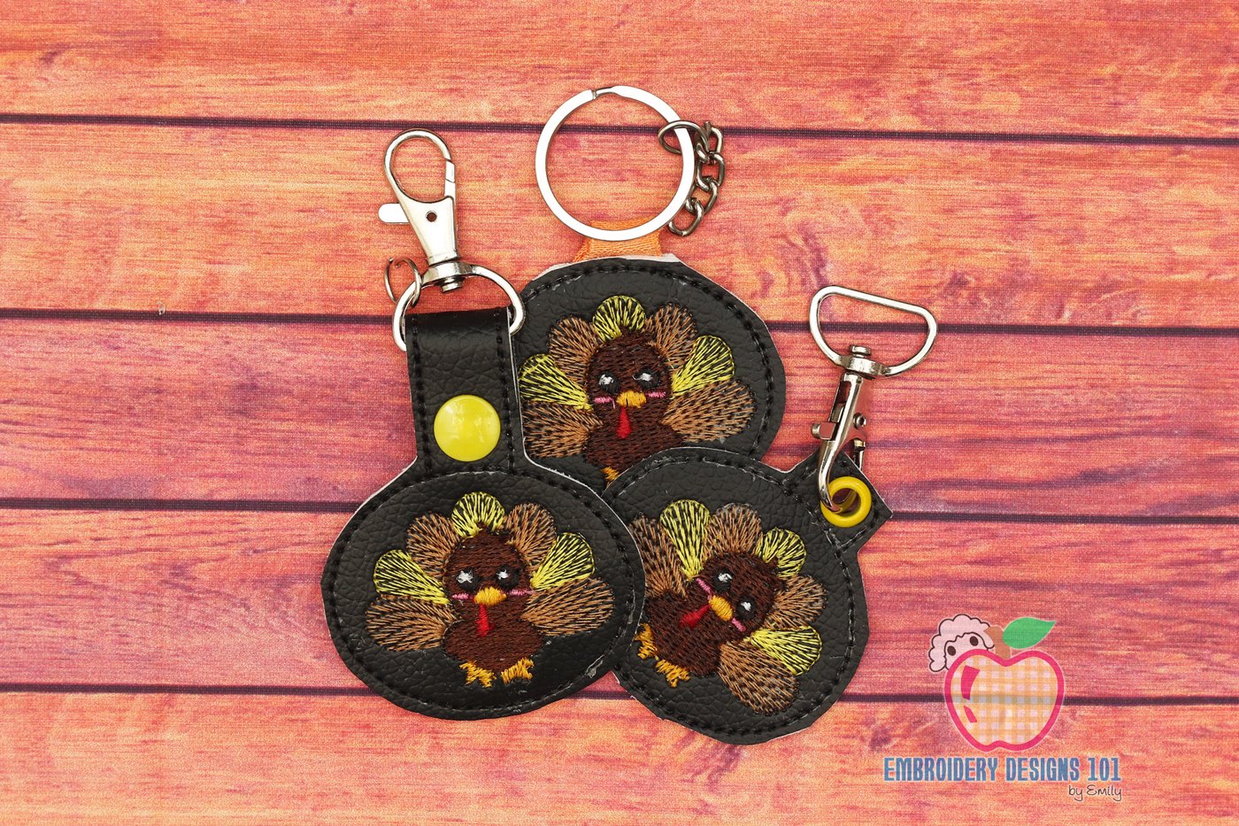 Cute Turkey ITH Key Fob Pattern