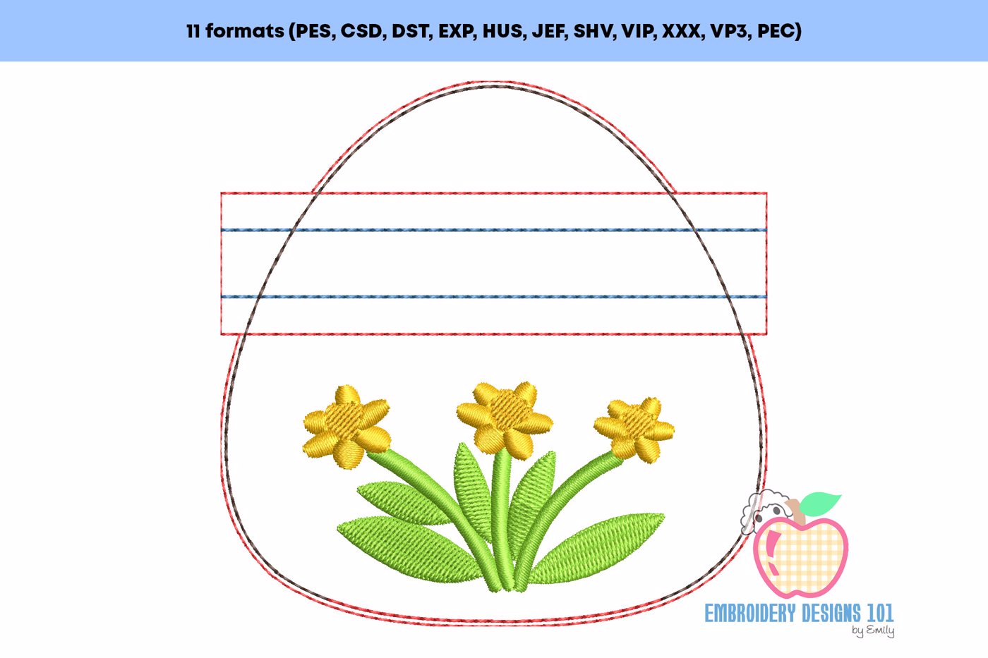 Daffodil Flower Zipper Bag 4x4 ITH