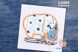 Funny Fat Hippo Applique for Kids