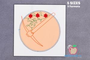 Pick Axe Made In A Circular Design Embroidery Applique