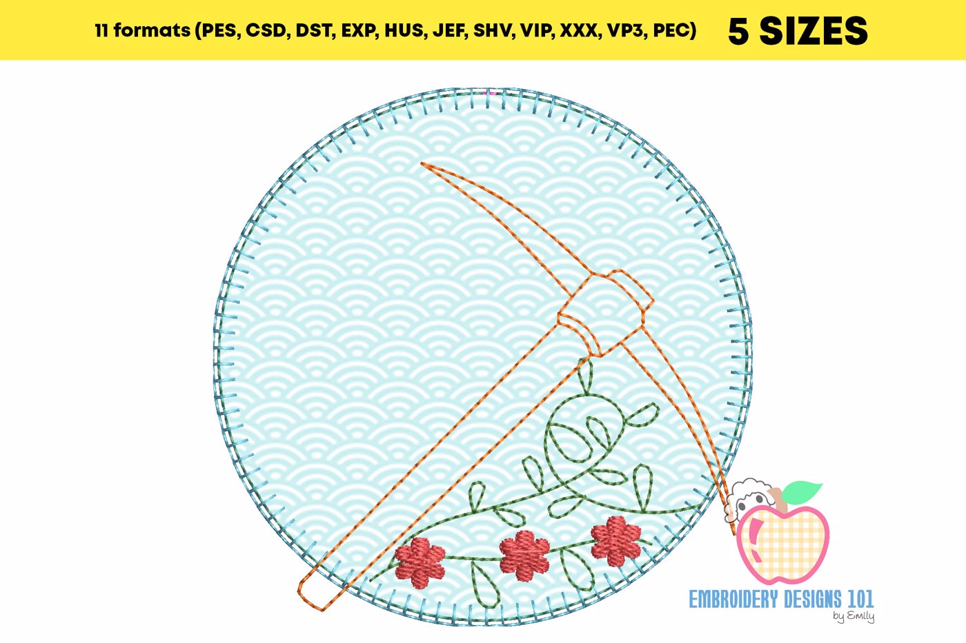 Pick Axe Made In A Circular Design Embroidery Applique