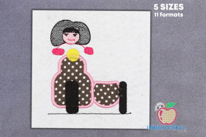 Girl happily driving a scooter Applique