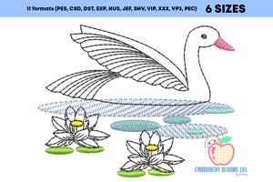 Swan Bird1 Sketch Embroidery