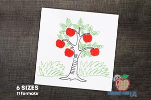 Apple Tree with full of Apples Sketch Embroidery