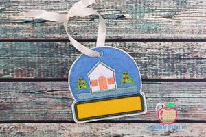 Christmas House in Snow Globe Ornament Embroidery