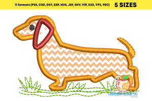 Dachshund Dog Embroidery Applique Design