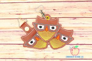 Owl with Glasses ITH Key Fob Pattern