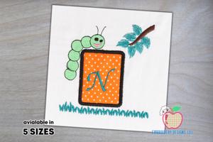 Worm With Letter Frame Applique for kids