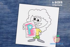 A Child With Report Card With P Printed Quick Stitch
