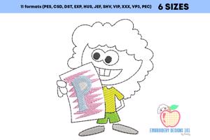 A Child With Report Card With P Printed Quick Stitch