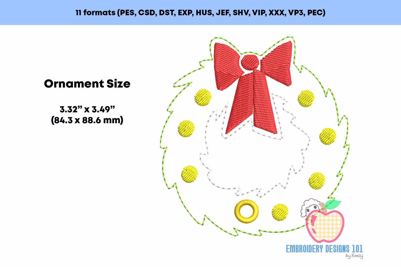 Christmas Wreath ITH Ornament