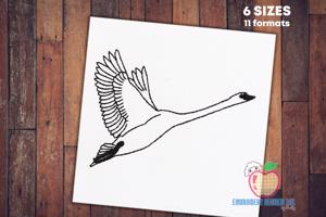Swan Flying Sketch Embroidery