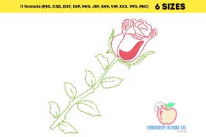 Single Rose Sketch Embroidery
