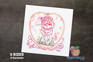 Little Girl In A Heart Embroidery Applique