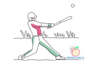 Baseball Player Hits the ball Quick Stitch