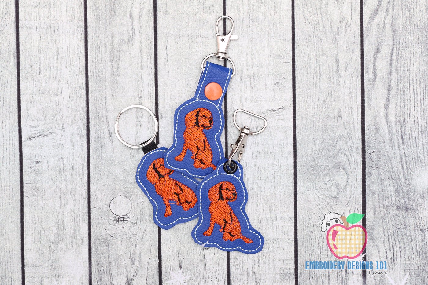 Brown Dog Sitting ITH Keyfob Design