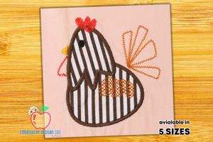 Chicken hen cute posing Embroidery Applique