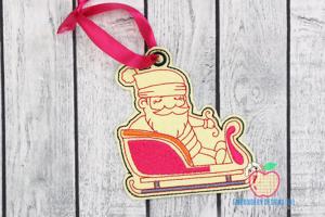 Santa Riding His Sleigh In The Hoop Ornament