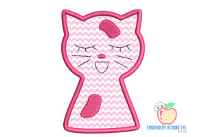 Applique Design Of  Cute Kitty Kat
