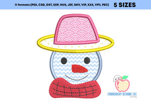 Christmas Snowman with Hat Applique Pattern