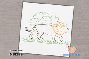 Walking Lion in forest Running Line