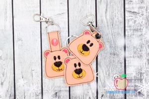 Cartoon Bear Face In The Hoop Keyfob