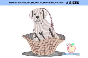 Cutest Dog Sitting in Basket Quick Stitch