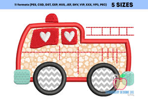 Love Fire Truck Applique Pattern